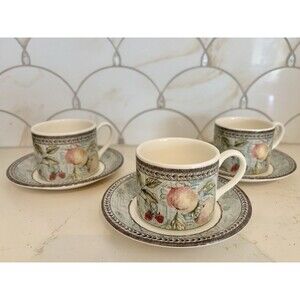 Johnson Brothers Manorwood Teacups Saucers Set 3 England Cottagecore Farmhouse